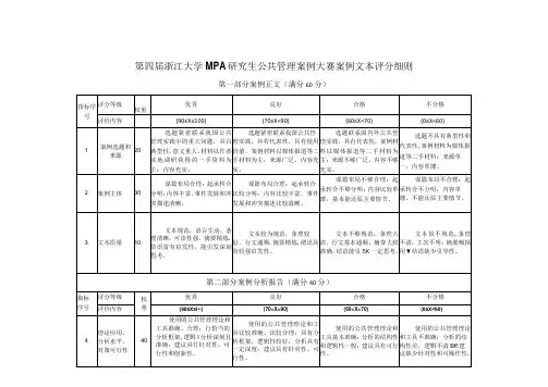 第四届浙江大学MPA研究生公共管理案例大赛案例文本评分细则