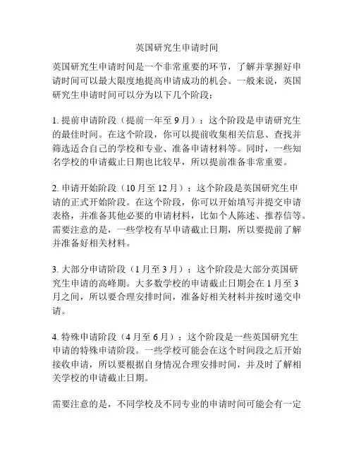 英国研究生申请时间