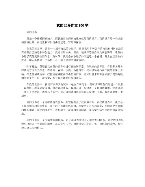 我的世界作文800字