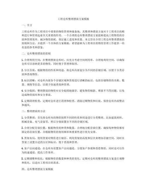 工程仓库整理摆放方案模板