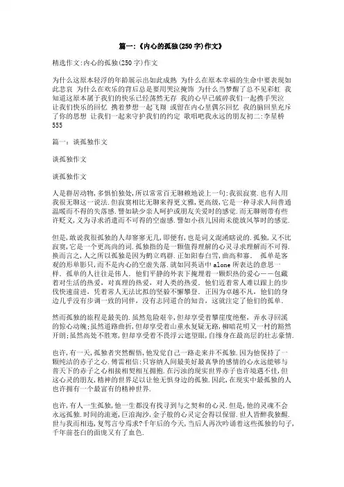 心灵的孤独作文