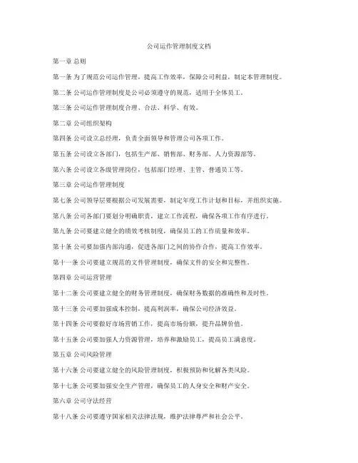 公司运作管理制度文档