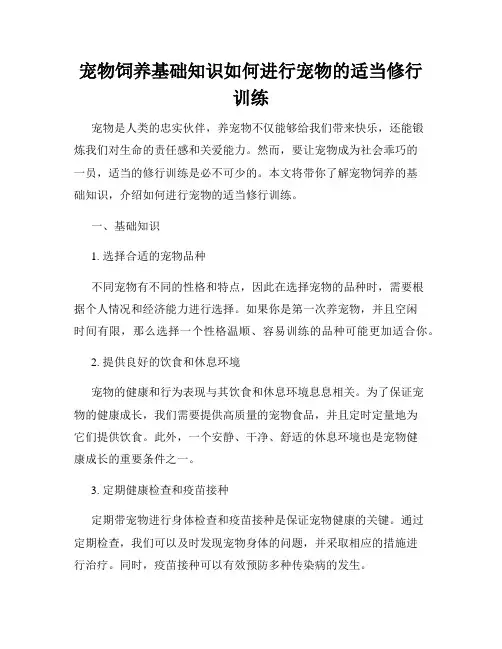 宠物饲养基础知识如何进行宠物的适当修行训练