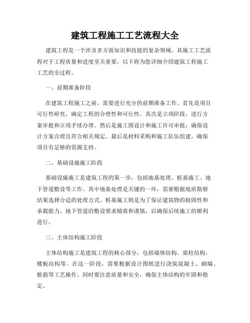 建筑工程施工工艺流程大全