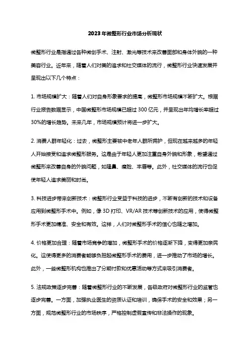 2023年微整形行业市场分析现状