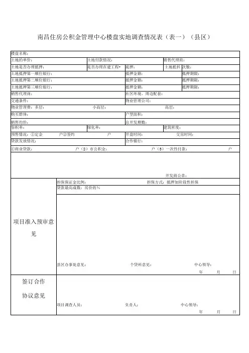 (县区)实地调查情况表