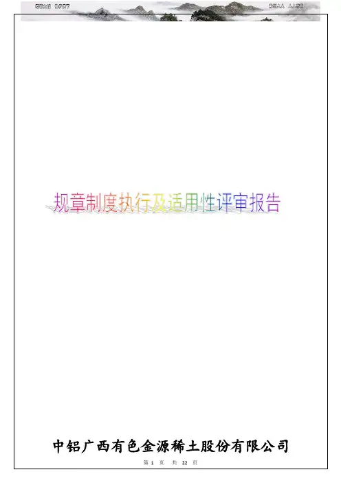规章制度执行及适用性评审报告