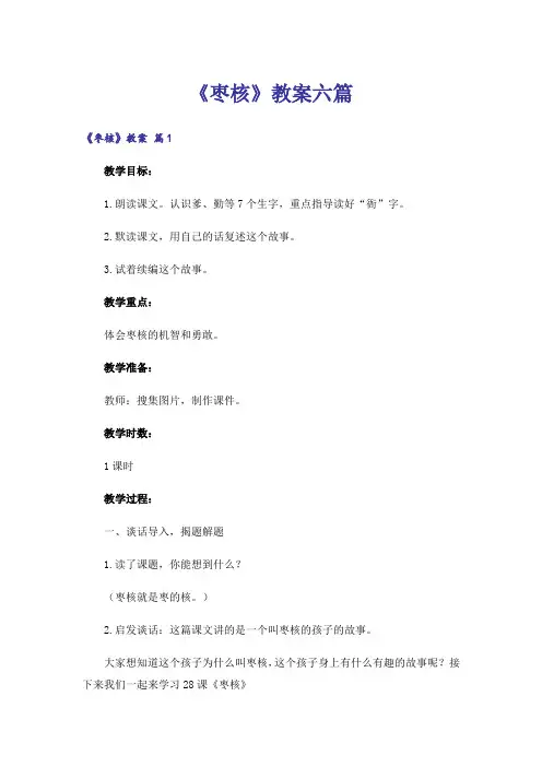 《枣核》教案六篇