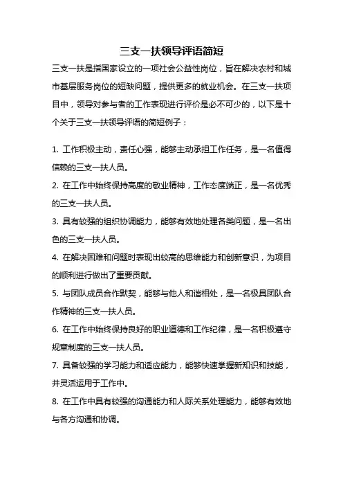 三支一扶领导评语简短