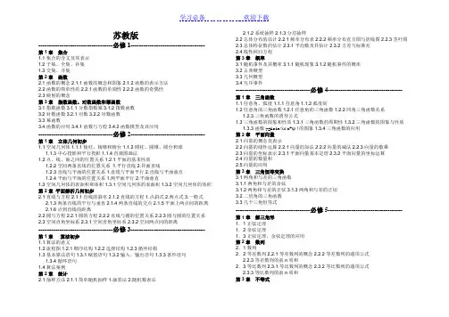 高中数学苏教版教材目录(必修 选修)