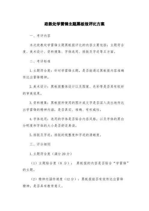 政教处学雷锋主题黑板报评比方案