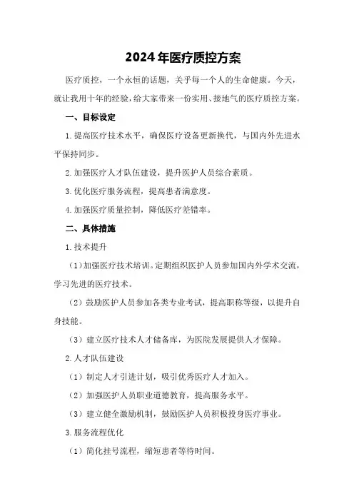 2024年医疗质控方案