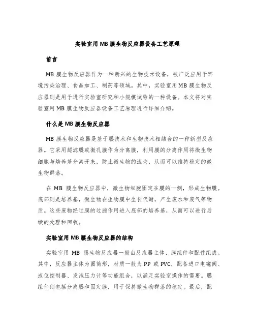 实验室用mb膜生物反应器设备工艺原理
