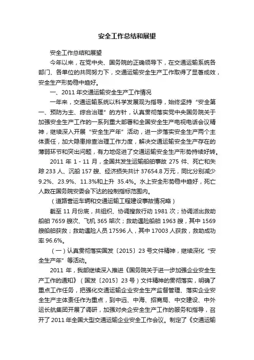 安全工作总结和展望