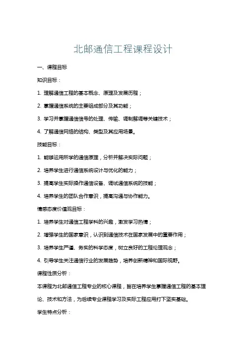 北邮通信工程课程设计