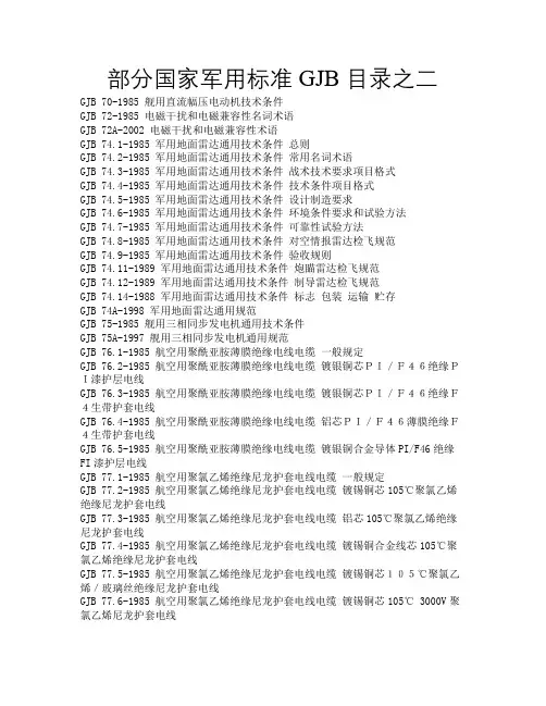 部分国家军用标准GJB目录之2