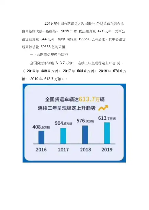 2019年中国公路货运大数据报告