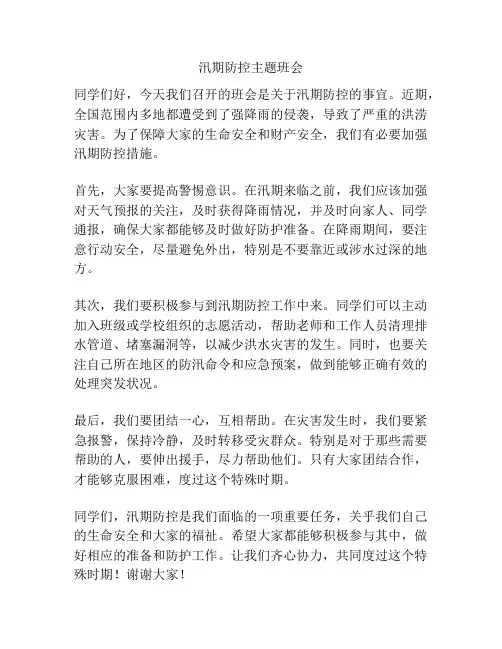 汛期防控主题班会