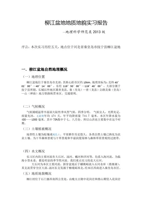 柳江盆地实习报告