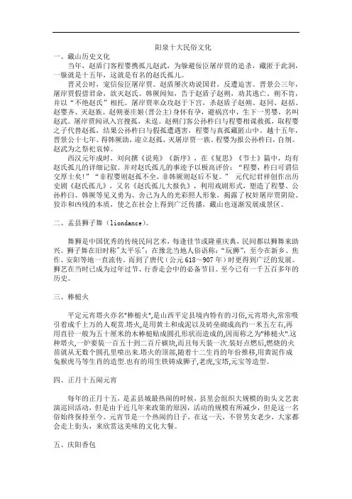 阳泉十大民俗文化