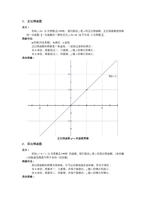 正比例函数与反比例函数(含图像)