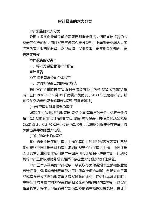 审计报告的六大分类