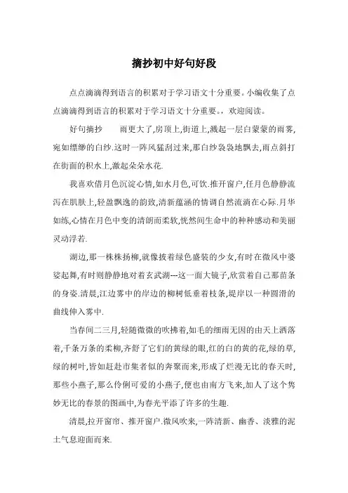 摘抄初中好句好段