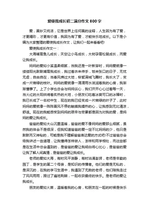 爱使我成长初二满分作文800字