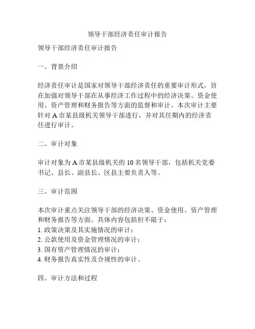 领导干部经济责任审计报告