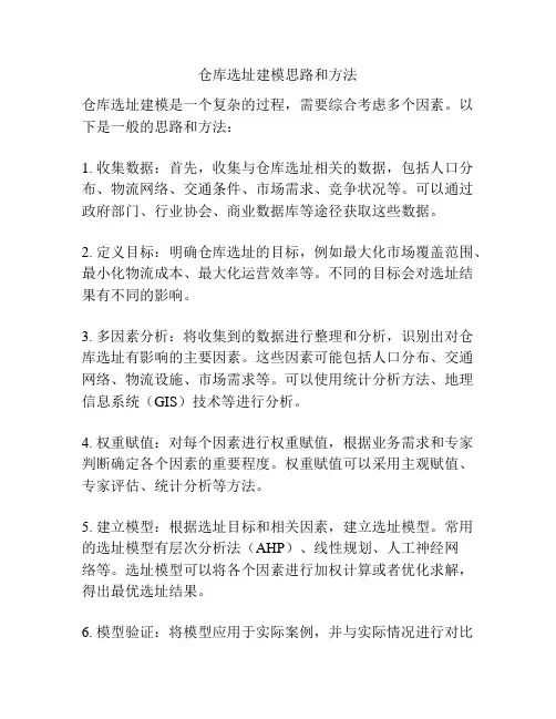 仓库选址建模思路和方法