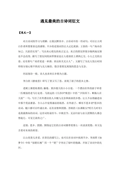 2024年遇见最美的古诗词征文