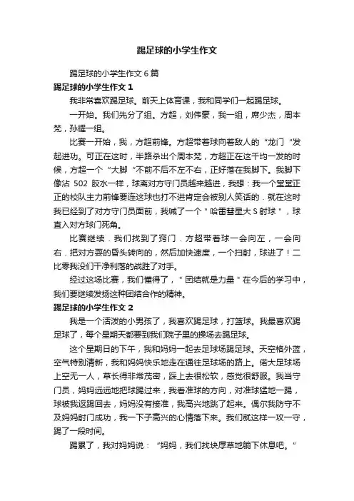 踢足球的小学生作文6篇