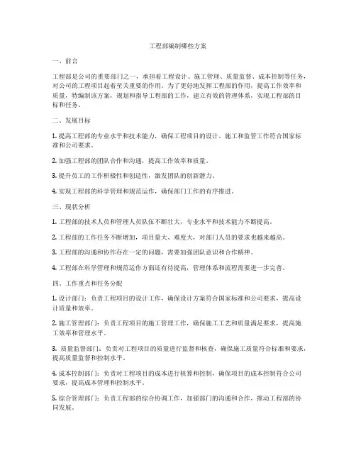 工程部编制哪些方案