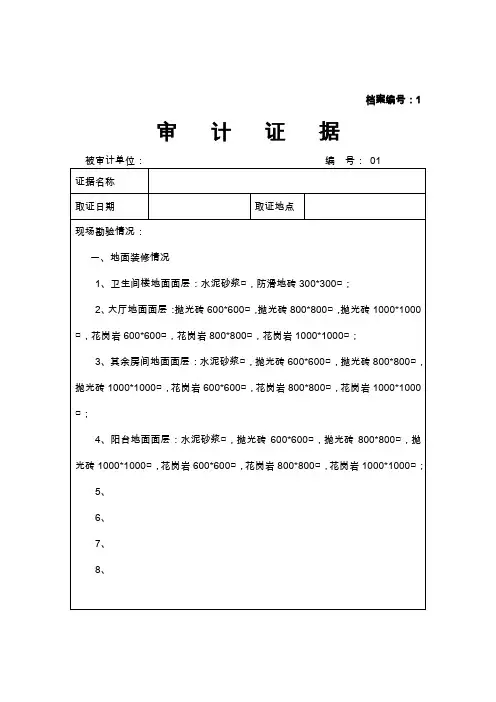 审计证据(现场收方记录表格)