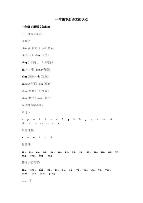 一年级下册语文知识点