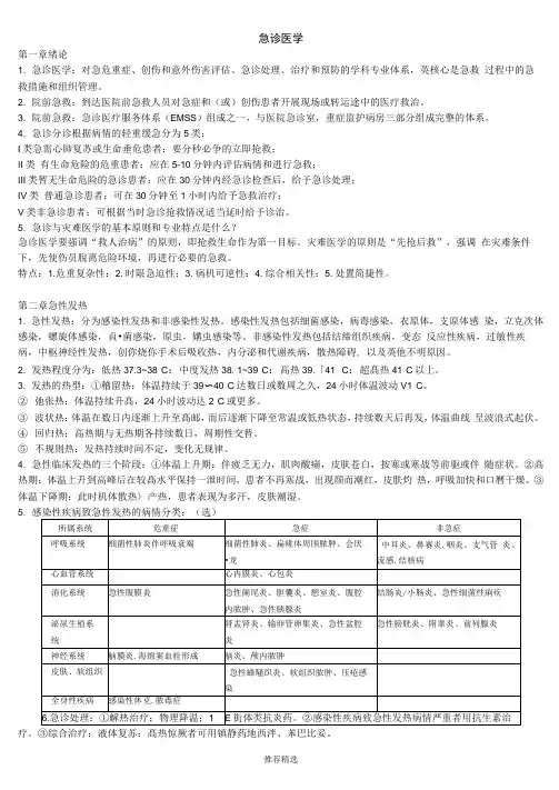 急诊与灾难医学-考试重点
