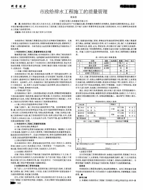 市政给排水工程施工的质量管理