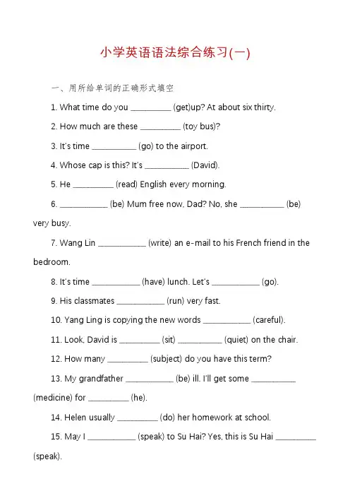 小学英语语法综合练习(一)