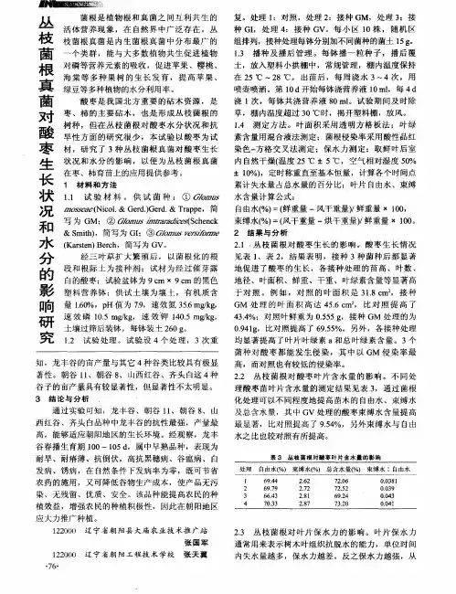 丛枝菌根真菌对酸枣生长状况和水分的影响研究