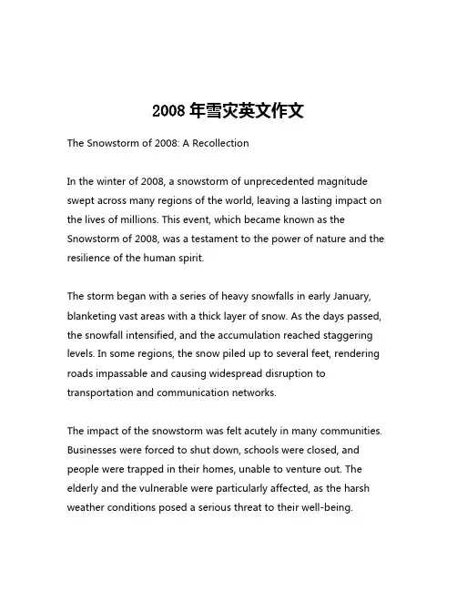 2008年雪灾英文作文