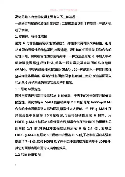 高韧尼龙6合金的主要制备方法