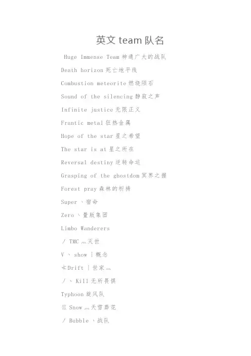 英文team队名