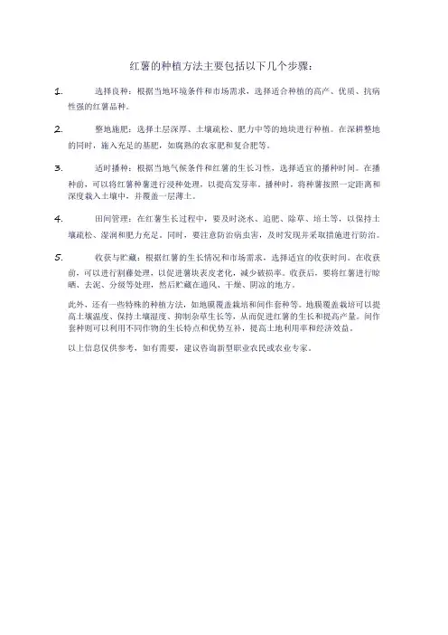 红薯种植方法