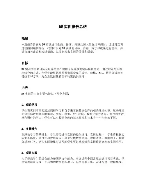 dw实训报告总结