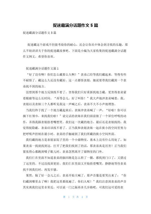 捉迷藏满分话题作文5篇