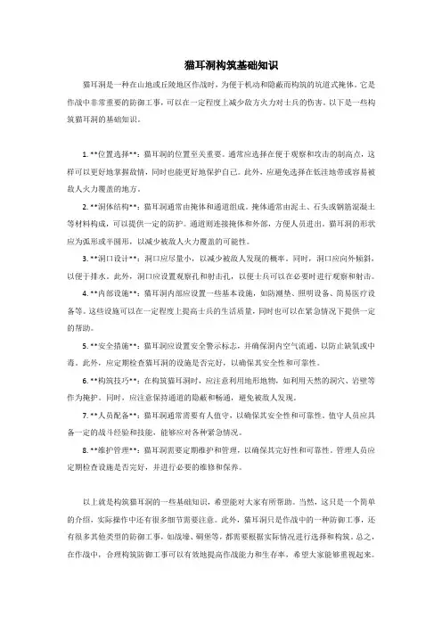 猫耳洞构筑基础知识