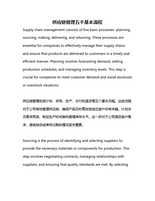 供应链管理五个基本流程