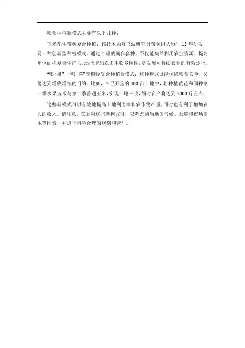 粮食种植 新模式