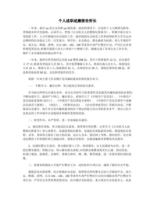个人述职述廉报告所长