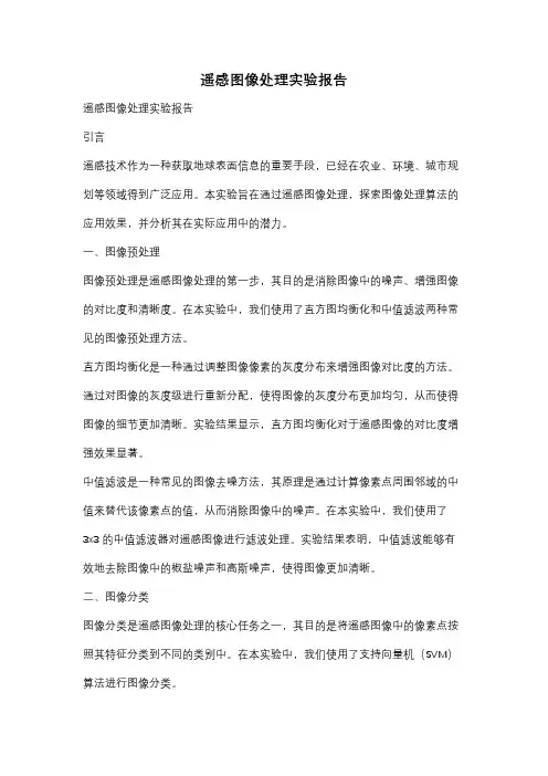 遥感图像处理实验报告
